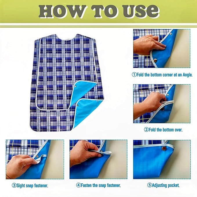 Adult Bibs-2 Pcs Washable Clothing Protectors for Elderly Seniors and Disabled | Waterproof Adult Bibs for Women & Men(L)