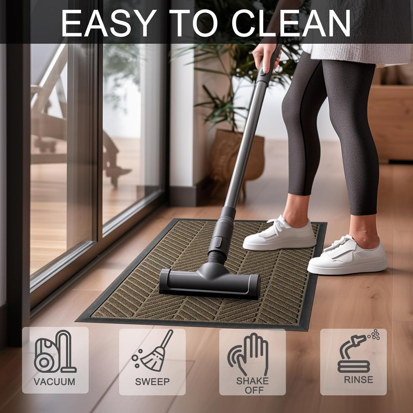 Front Door Mat 47"x32" Indoors Outdoors Welcome Mats, Waterproof Non-Slip Rubber Backing Heavy Duty Doormat Outside Entrance, Low Profile Entryway Rugs Floor Mat for Patio, Pattern A Brown
