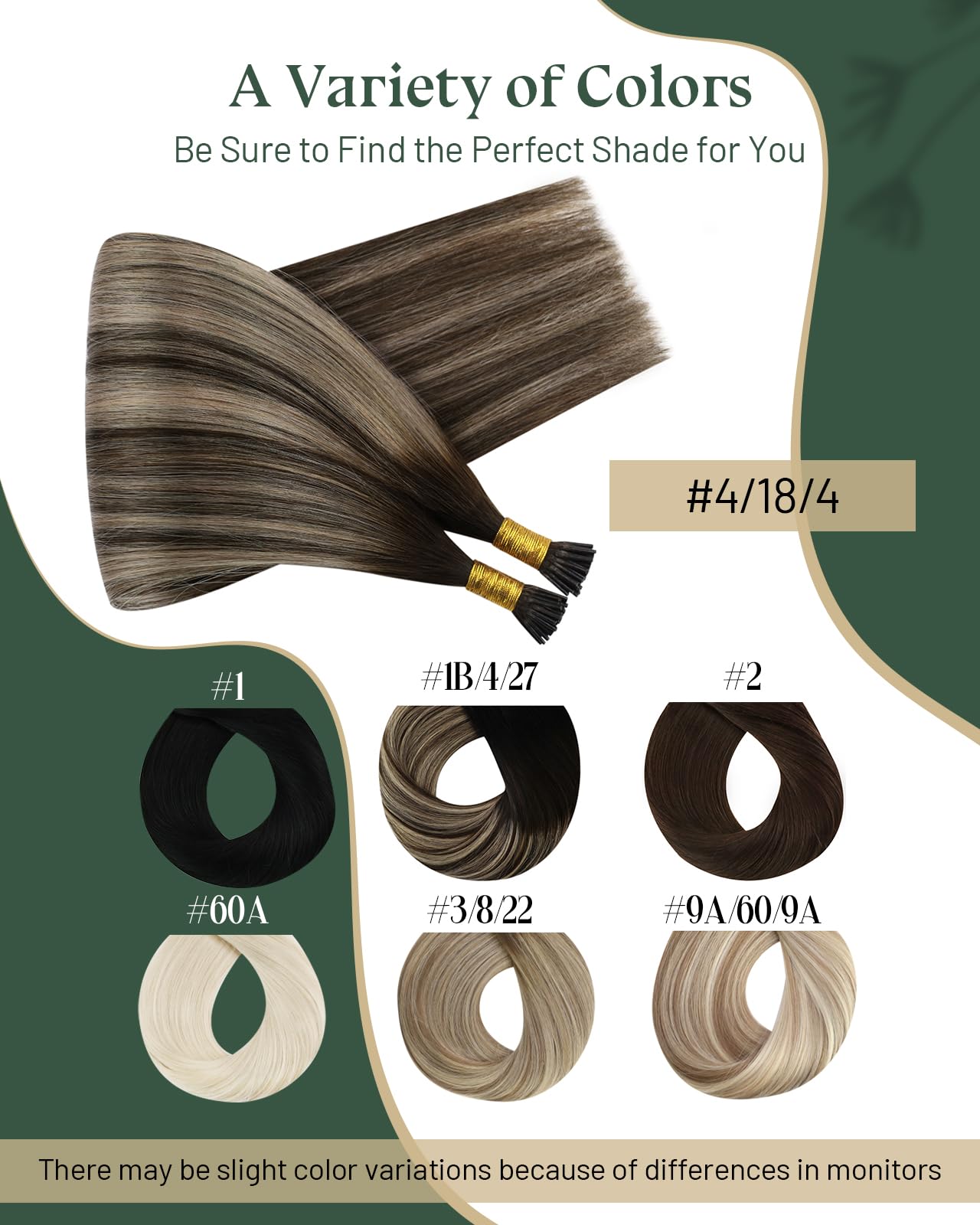 Ugeat Ash Brown Itip Human Hair Extensions Balayage Dark Brown I Tip Hair Extensions Real Human Hair Itips Ombre Non-Damage No G