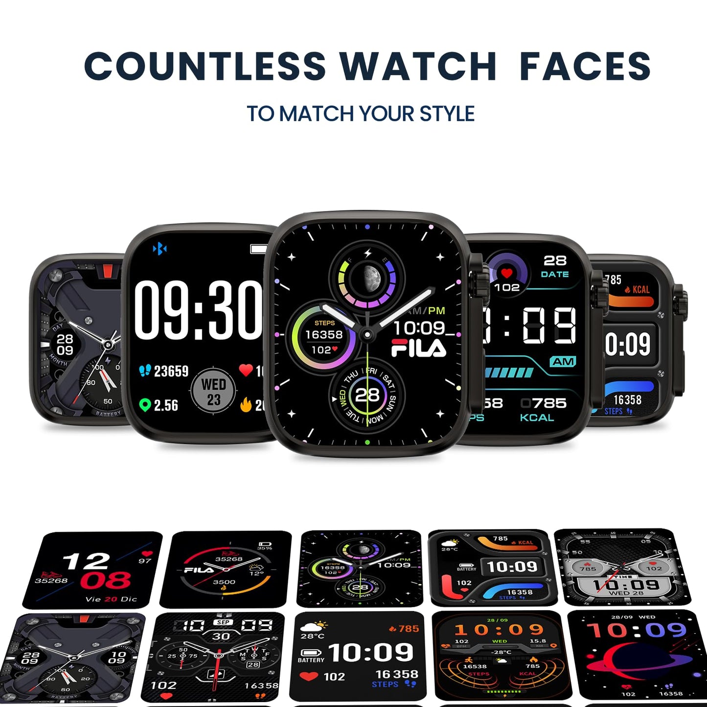Fila Smart Watch With Bluetooth Calls, 1.83 Screen Fitness Tracker For Men Women, Ip67 Waterproof, 120+ Workout Modes, 24/7 Hear