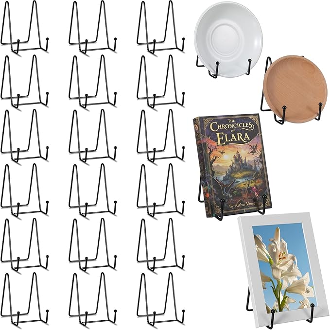 18 Pcs Plate Stands for Display, 4.5 in Metal Plate Holders Display Stands Can Be Used for Picture Stand, Book Stands for Display, Plate Display Stands, Easel, Photo Frame Stands, Plaque Stands, Black
