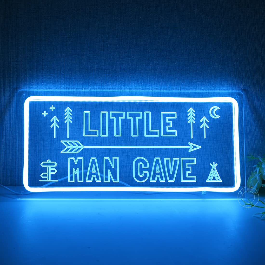 SYLHOME LED Neon Light Sign for Nursery Room, Ice Blue Acrylic, 15.8inx7.5in, Little Man Cave Wall Art Decor