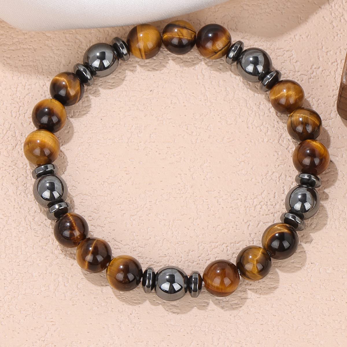 GolbalJew Healing Bracelet For Women Anxiety Tiger Eye & Hematite Beaded Bracelets Jewelry Healing Stone Bracelet Stress Relief