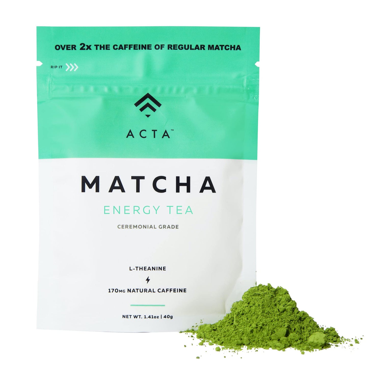ACTA Matcha Energy Tea 40g High Caffeine (170mg) Blend for Increased Focus & Clarity Perfect Coffee Alternative Made with Ceremonial Grade Matcha Green Tea Powder from Japan