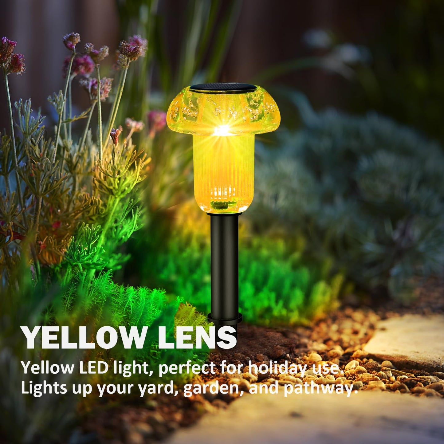 COZY-PAVILION Solar Lights Outdoor Waterproof 8 Pcs LED Solar Mushroom Light Outdoor, Driveway Lights Solar Powered, Landscape Garden Decor Stake Light, Outdoor Solar Lights for Yard, Sidewalk, Lawn
