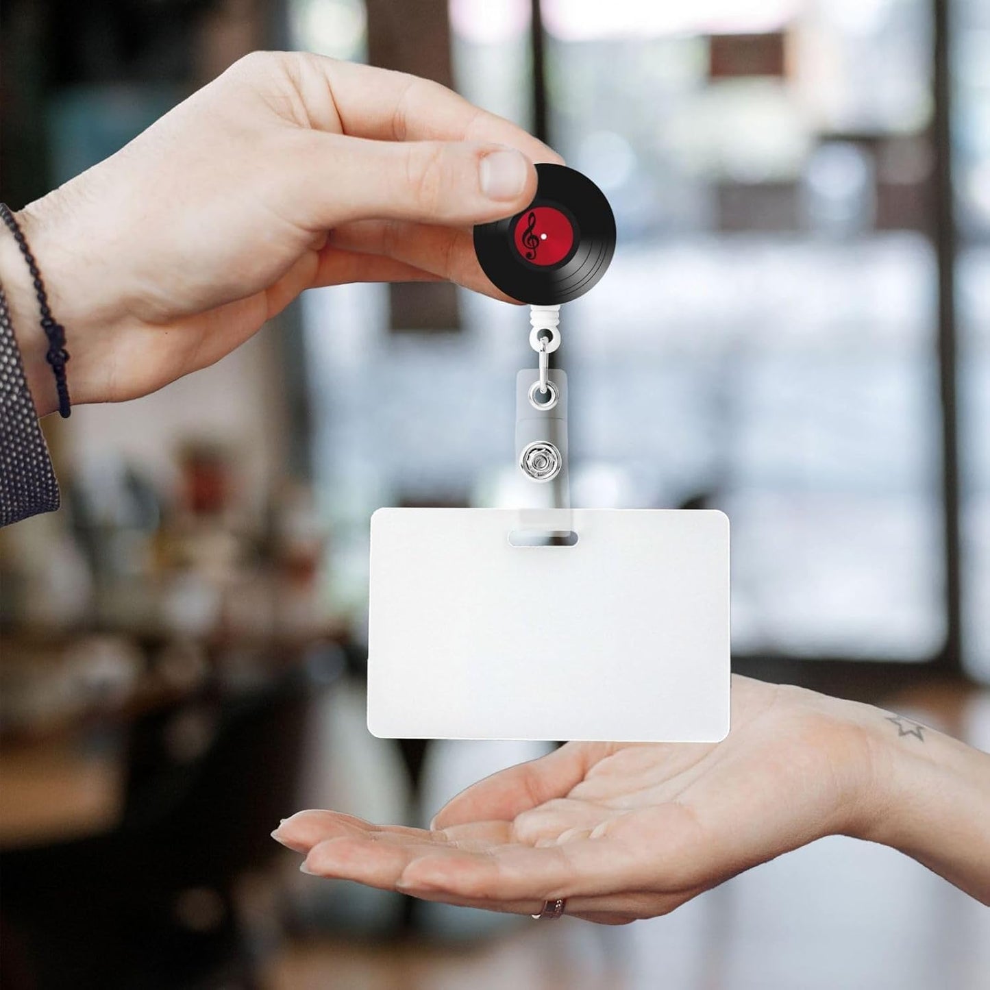 45 RPM Vinyl Records Badge Reels Retractable Badge Holder with Clip for Id Name Tag Office Worker Student Teacher Nurse Doctor