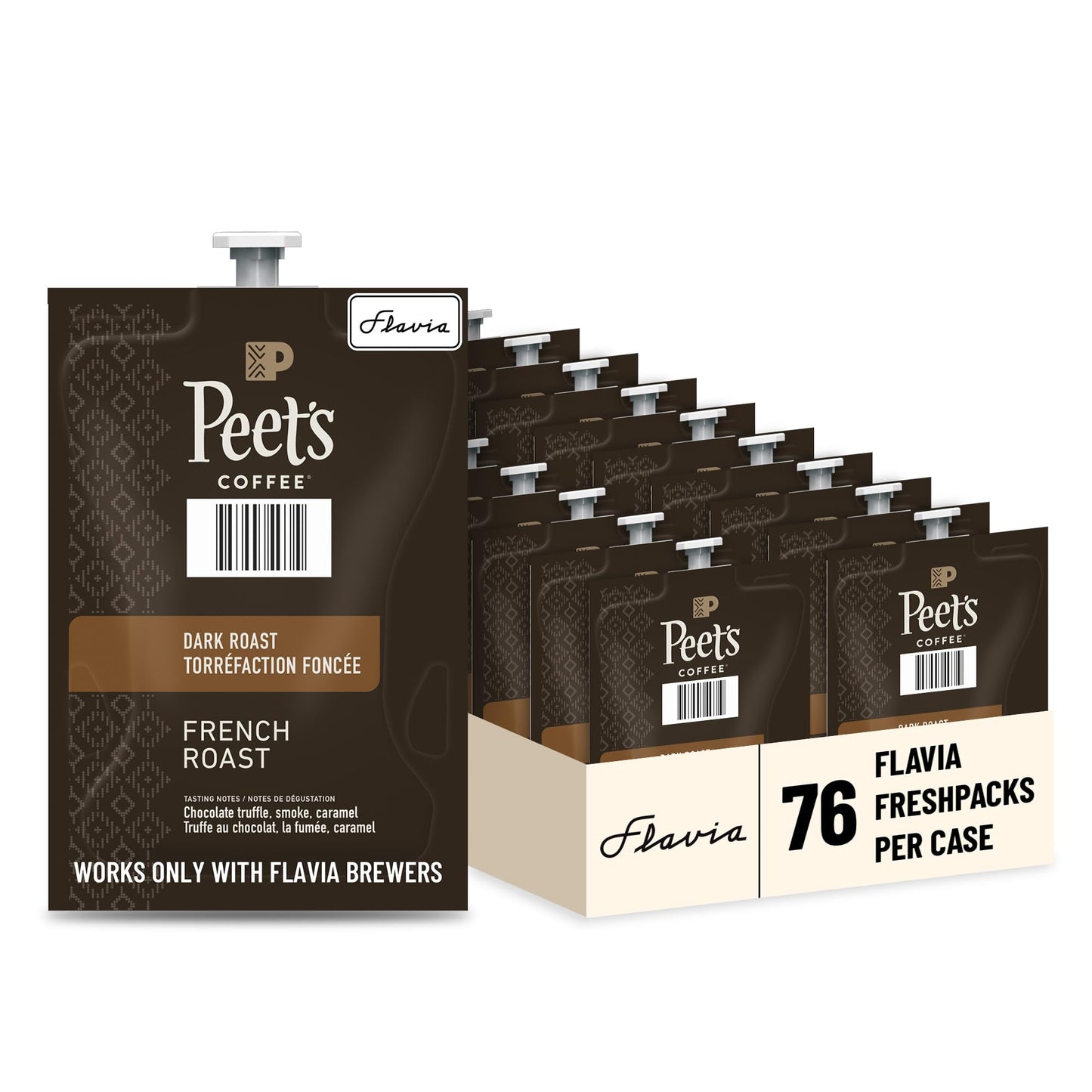 Flavia Peets Coffee French Roast Freshpacks works only with Flavia malt-inspired Dark Roast (Case of 76)