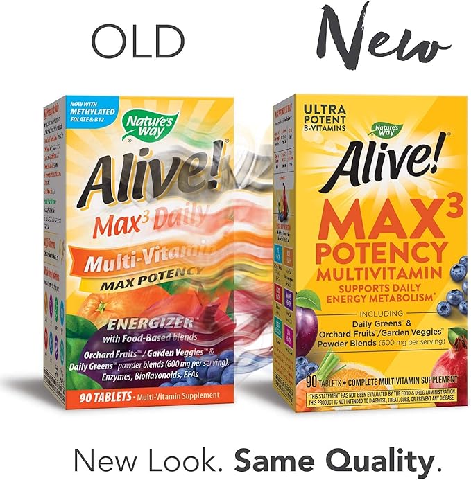 Nature's Way Alive! Max Potency Daily Multivitamin Tablets, Natural, 90 Count