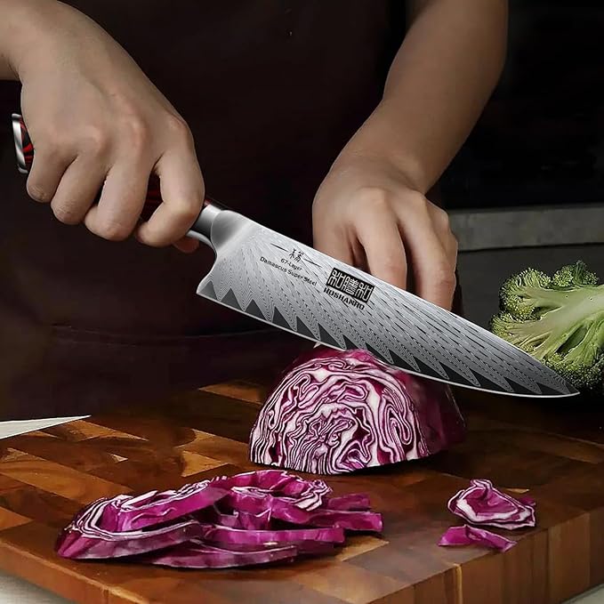 HOSHANHO 3 Pieces Damascus Kitchen Knife Set Ultra-Sharp Knives Set, Professional Chef Knife Set With G10 Ergonomic Handle,Gift Box