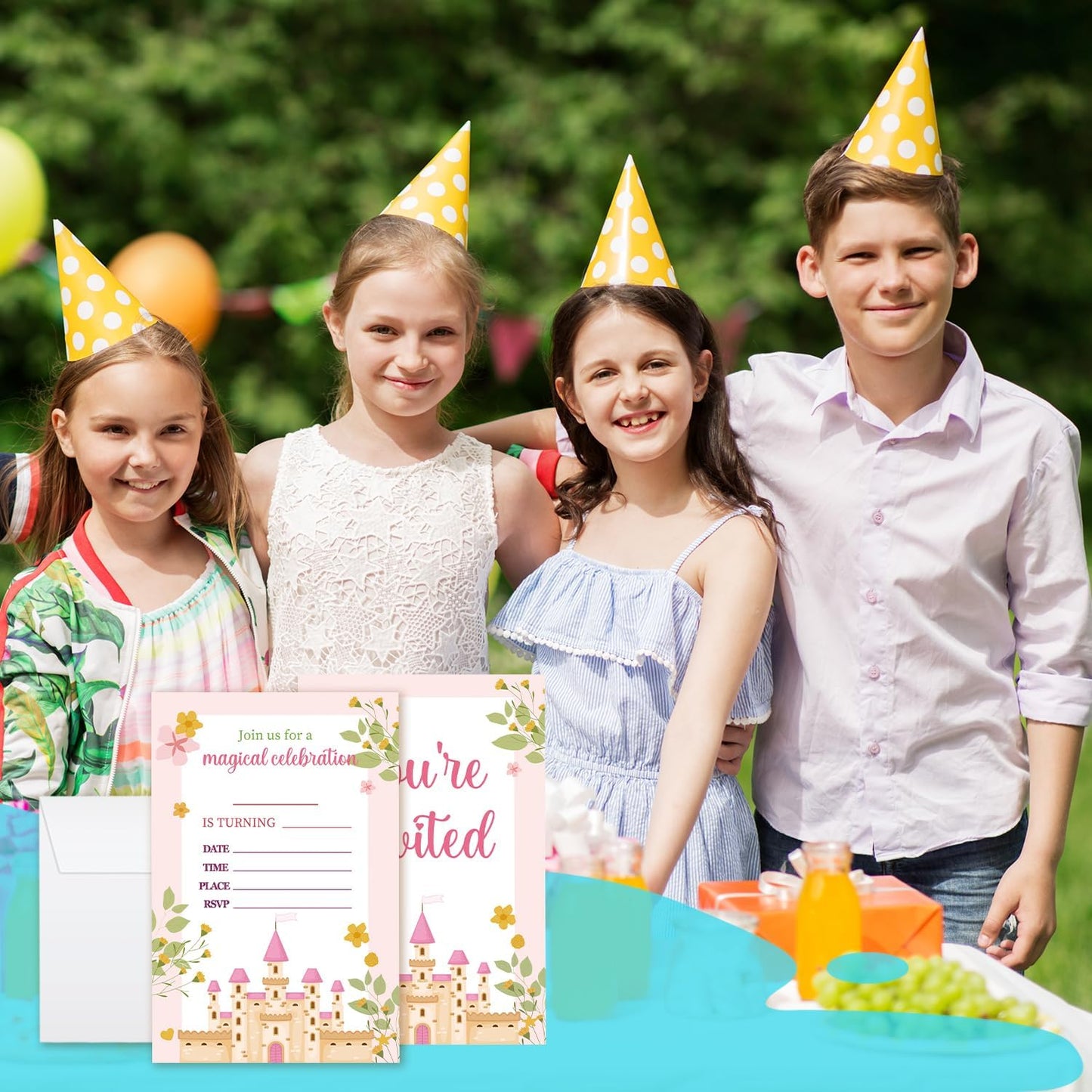 Magical Birthday Invitations, Princess Castle Party Invitations, 20 Double-Sided Fill In Invitation with Envelopes for Teen Boys Girls, Invitations Cards for Birthday Party Decorations Favor - 12