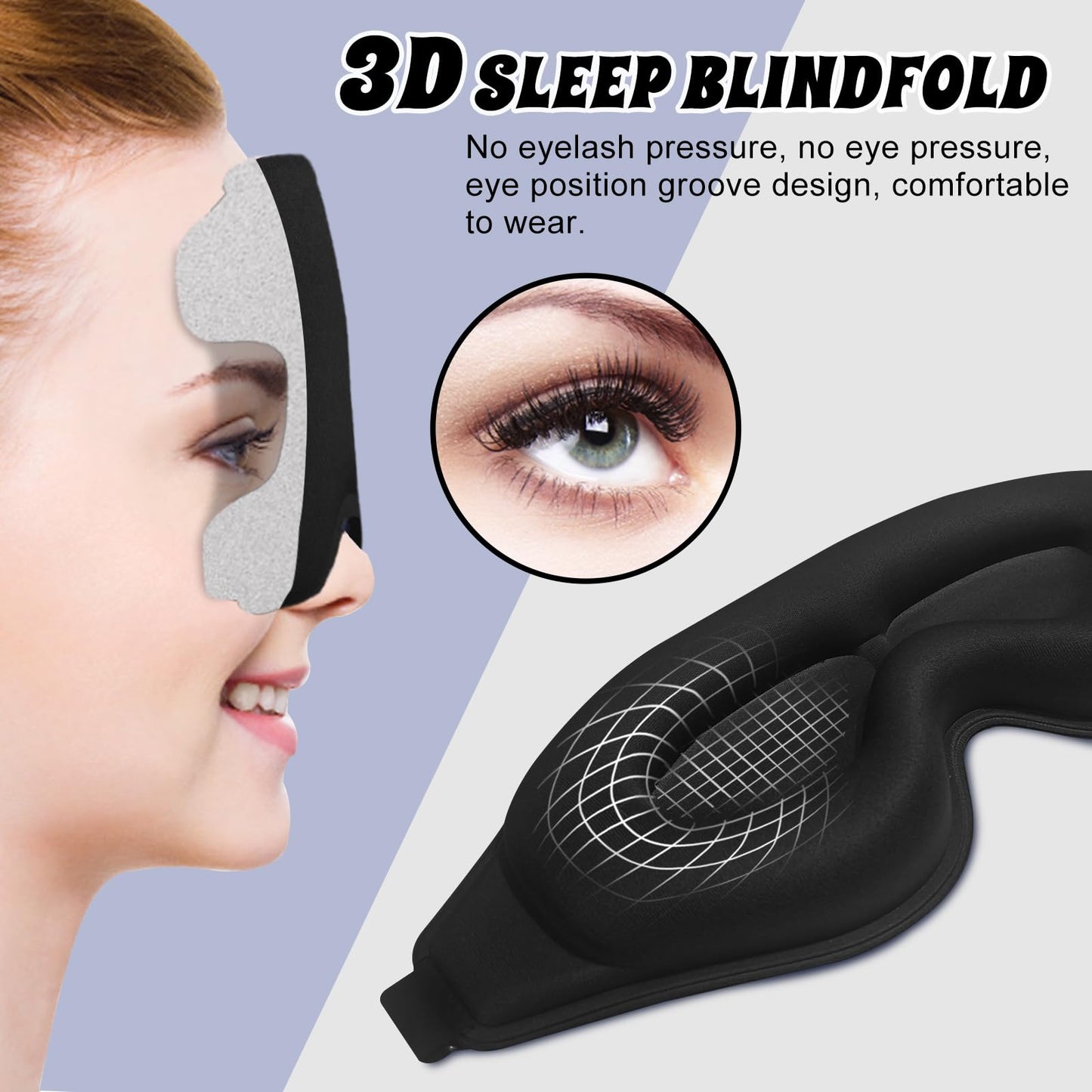 Clbxzwc 3D Advanced Eye Mask for Sleeping,Ultra Delicate Soft Skin Friendly Eye mask,100% Blackout Sleep Eye Mask for Sleep, Eyelash Extension Sleep mask