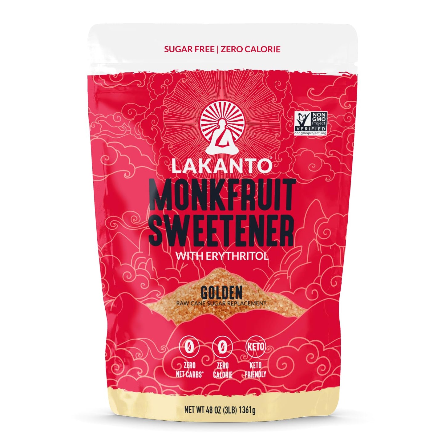 Lakanto Golden Monk Fruit Sweetener With Erythritol, Raw Cane Sugar Substitute From Monk Fruit Extract, Raw Sugar Replacement fo