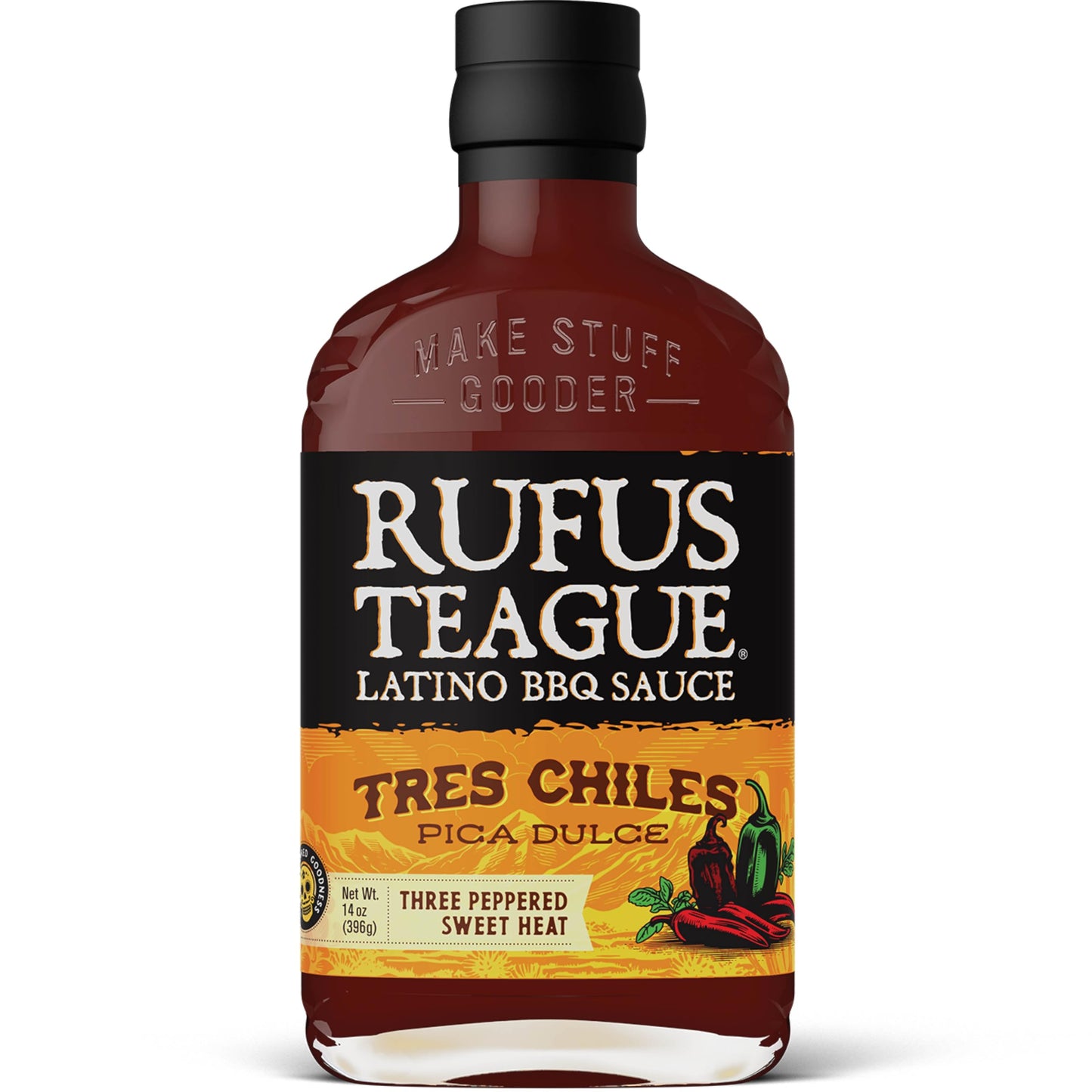 Rufus Teague Tres Chiles Pica Dulce BBQ Sauce with Sweet Heat enhanced Barbecue Sauces with Natural Ingredients Award-Winning Bold Flavor Gluten-Free Non-GMO 14 oz