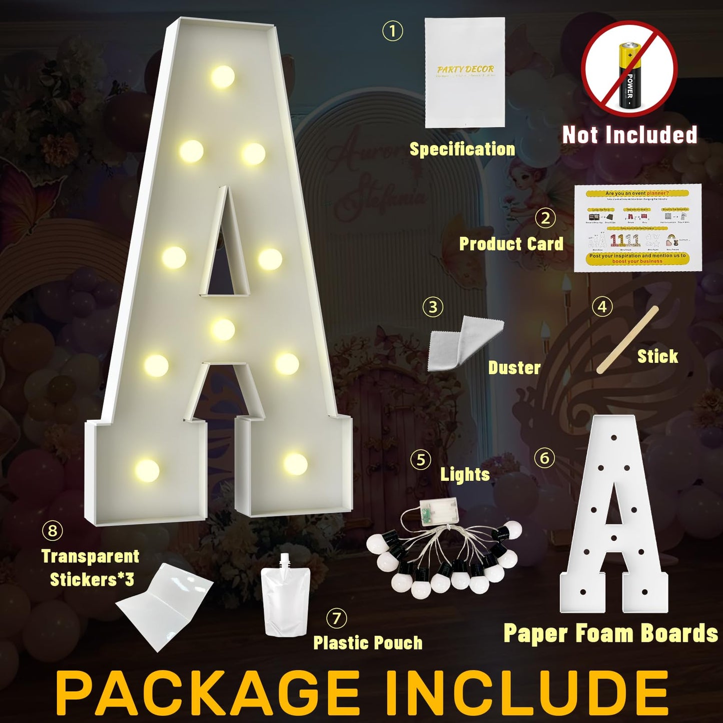 3FT Marquee Light Up Letter,Marquee Letters 3 Feet Tall, Large Led Sign for Party,Birthday Decorations,Graduation,Prom,Baby Shower(Letter D)