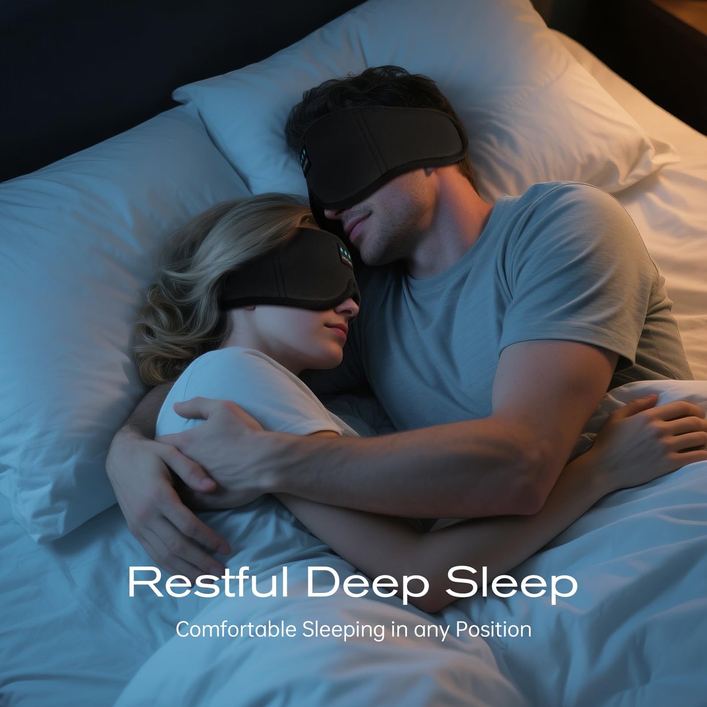 ZHENYEMEI 3D Sleep Mask with Bluetooth Headphones, Sleeping Headphones for Side Sleepers, Wireless Music Eye Mask with Ultra-Thin Stereo Speakers for Men, Women, Tech Gifts, Black