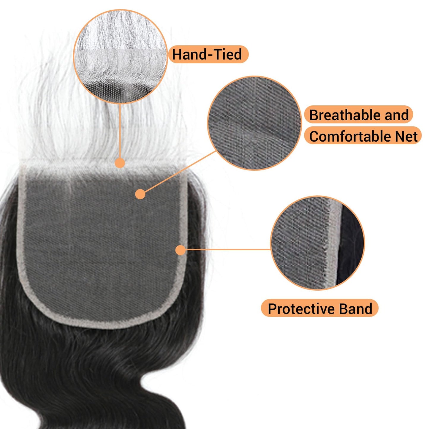 Hd Closure 5x5 Body Wave Transparent Lace Closure 22 Inch 12A Virgin Remy Human Hair Pre Plucked With Baby Hair Natural Black