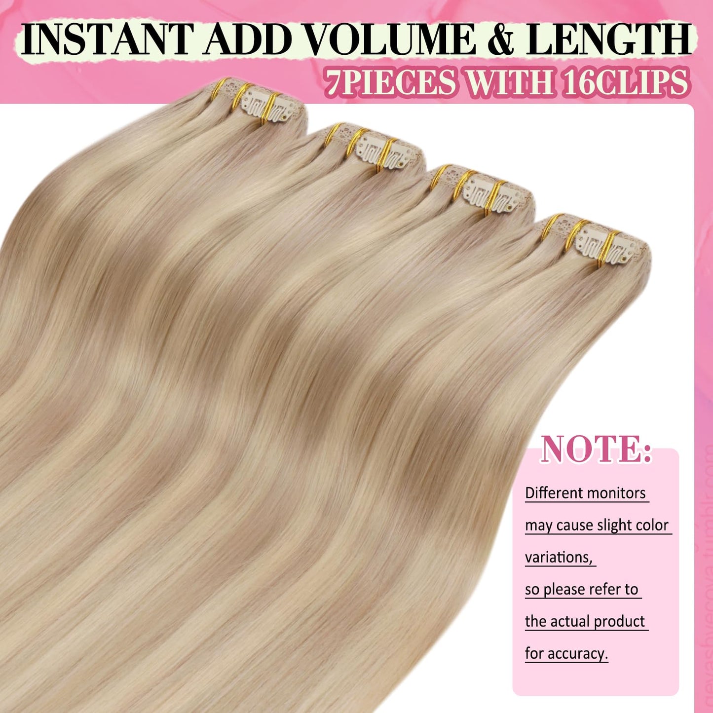 YoungSee Clip in Hair Extensions Blonde Highlight Remy Human Hair Clip in Extensions Warm Ash Blonde Highlights Bleach Blonde Cl