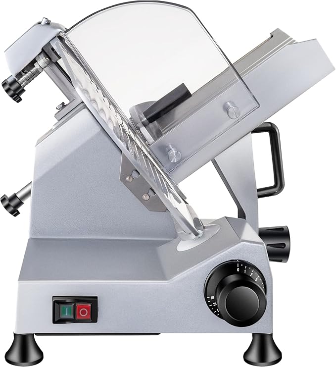 VBENLEM Commercial Meat Slicer,12 inch Electric Meat Slicer Semi-Auto 320W Premium Chromium-plated Steel Blade Adjustable Thickness, Deli Meat Cheese Food Slicer Commercial and for Home use,Sliver