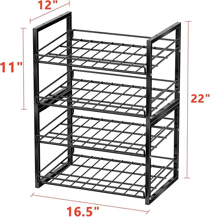 SUFAUY Stackable Can Rack Organizer for Pantry, 2 Tier Soda Canned Food Storage Holds Up to 60 Cans, Steel Square Frame, 2 Pack