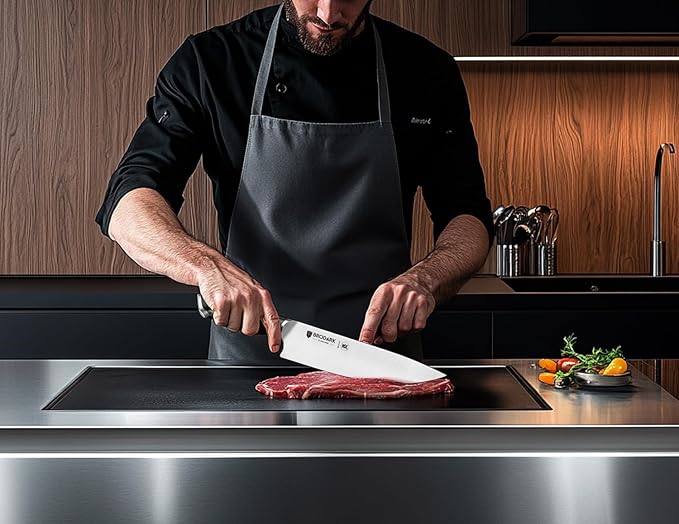 BRODARK Kitchen Knife Sets with Block and Built-in Sharpener - 15 Pcs Full Tang Professional Chef Knife Set - NSF Certified Food Grade Stainless Steel Cutlery Set - Eclipse Series