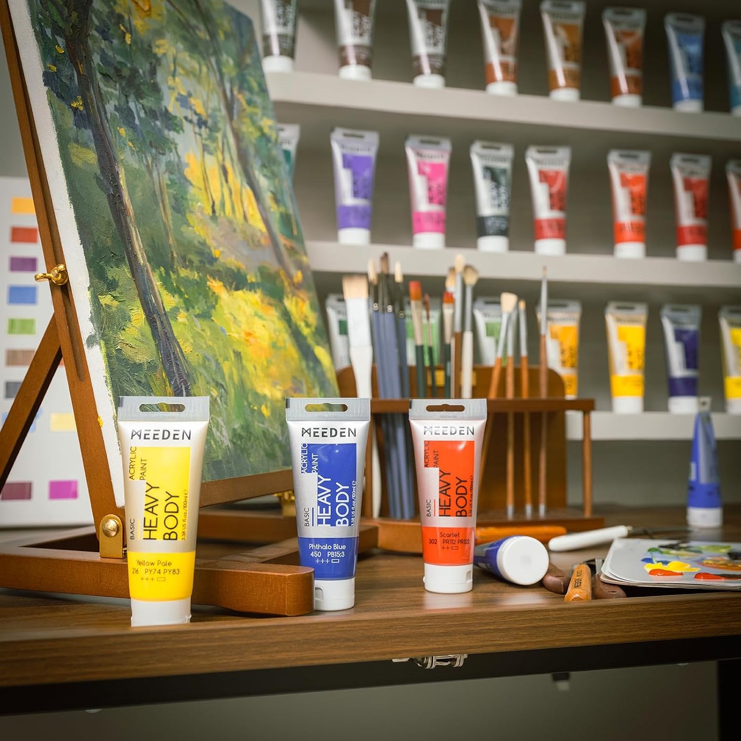 MEEDEN Acrylic Paint Viridian Hue: Bundled with Titanium White Color - 100ml/3.38oz x 2 Bulk Heavy Body Acrylic Paint Tubes for Art Craft Painting