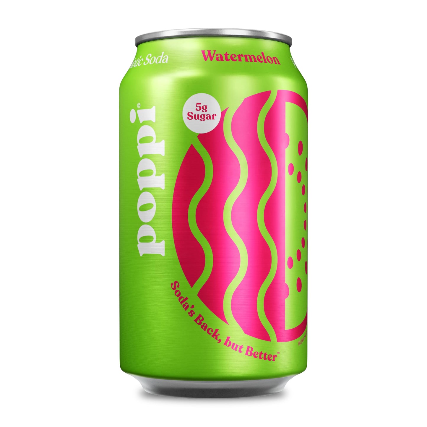 Poppi Sparkling Prebiotic Soda Beverage with Apple Cider Vinegar Seltzer Water and Fruit Juice Watermelon Flavor 12 Fl Oz 1 Count Packaging May Vary