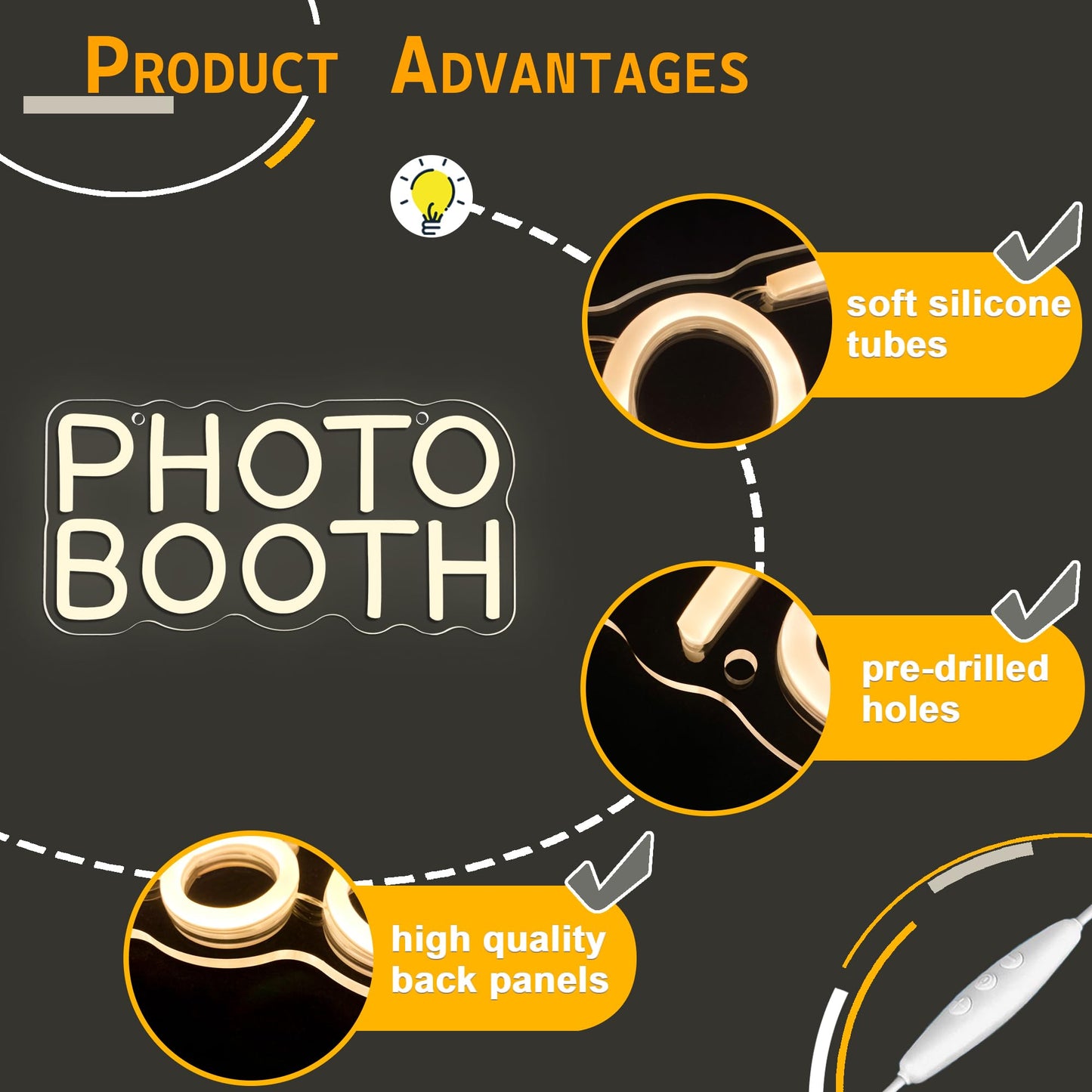 Photo Booth Neon Sign Dimmable Photo Studio Sign Led Neon Light Led Light For Photography Bedroom Wedding Engagement Party Reception Gifts(11.8 * 5.9In)