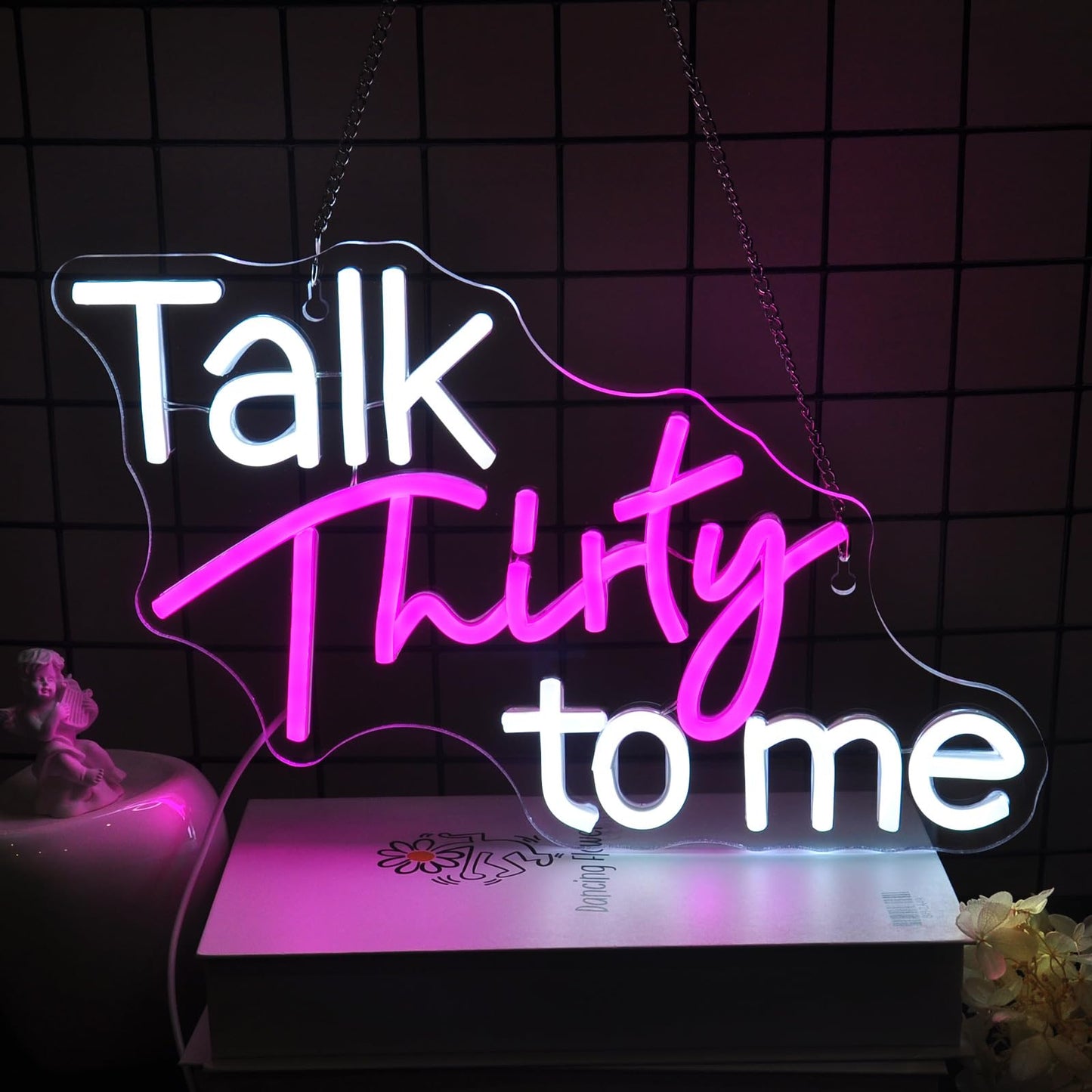 Ebdobgbs Talk Thirty to Me Neon Sign Led Neon Lights Neon Signs for Wall Decor Light Up Sign for Birthday Party Club Gift