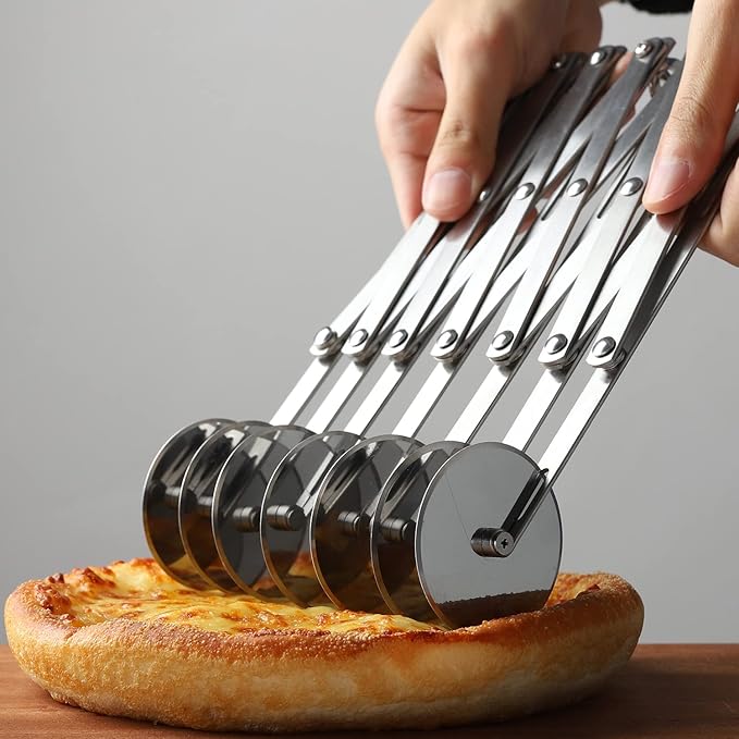 7 Wheel Pastry Cutter Roller Stainless Steel Pizza Slicer Multi-Round Dough Cutter Adjustable Ravioli Pizza Noodle Cutter Wheel