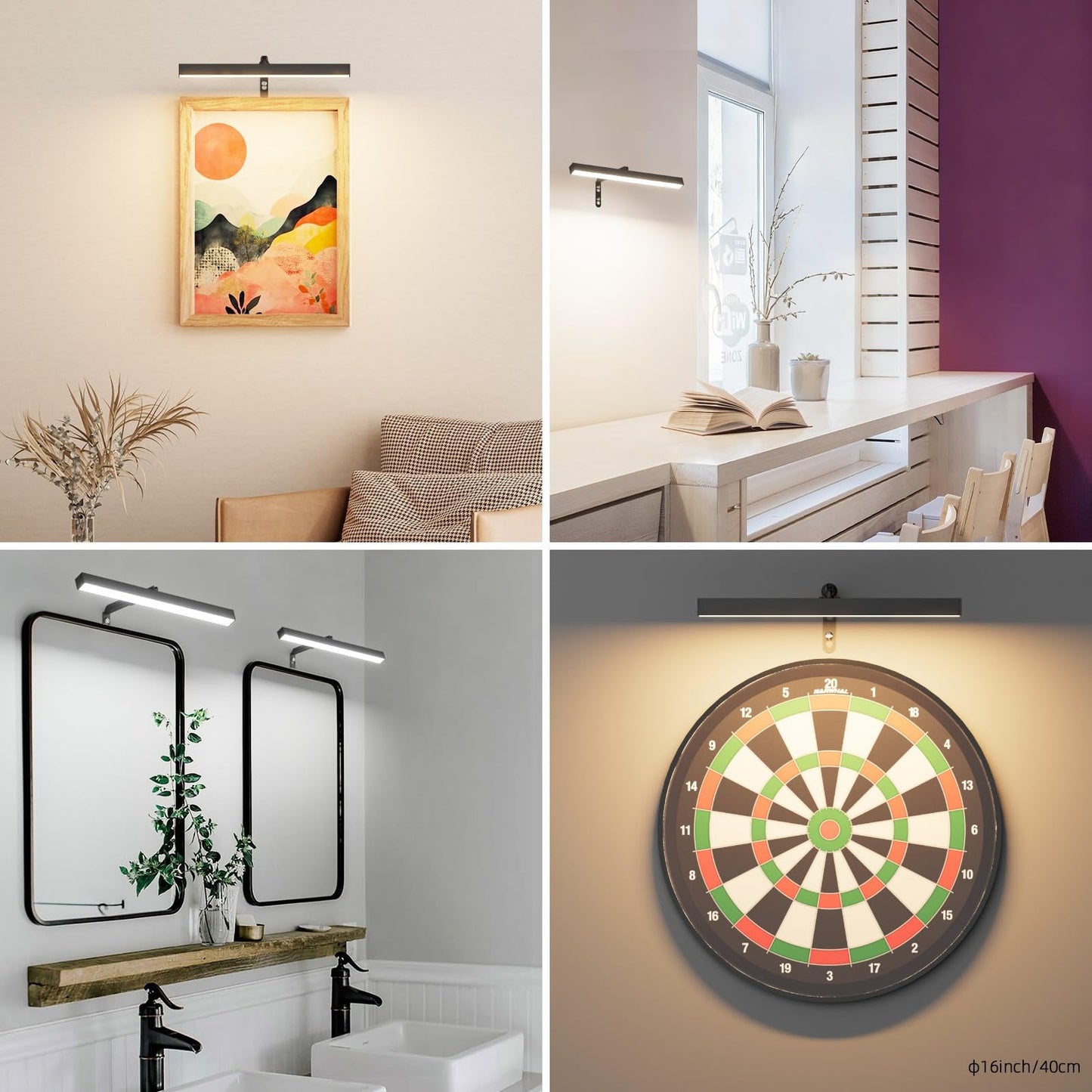 Coinmit 4W Plug In Picture Light For discomfort-reducingtings With Remote Control 12 Led Art Display Lighting For Gallery Dartboard Artwork Black Wall Mounted Picture Frame Light