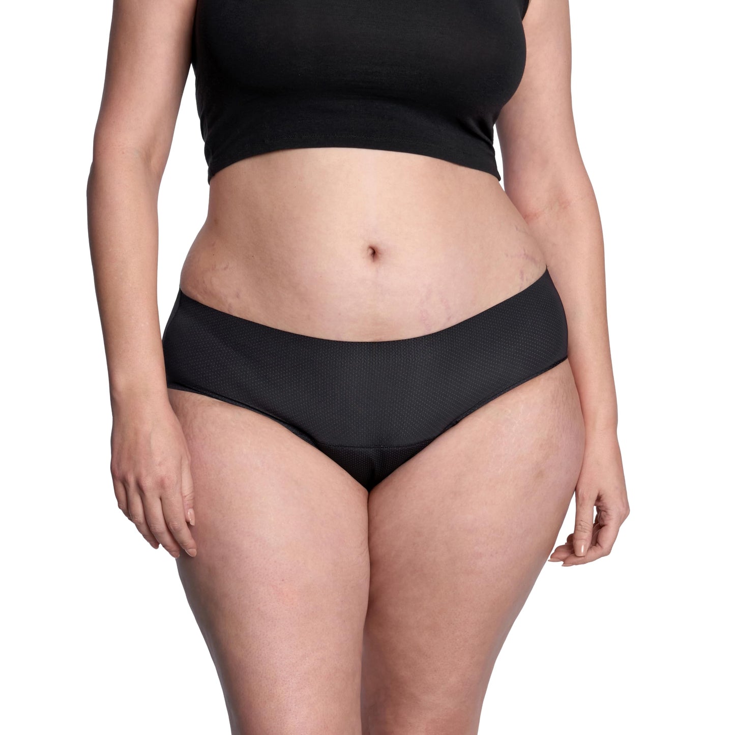 THINX Period Underwear, Breathable Hip Huggers, Holds Up to 12 Regular Tampons*, Period Panties, All-Day Absorbency Menstrual Underwear for Women, Reusable, 1 Pack, S Black