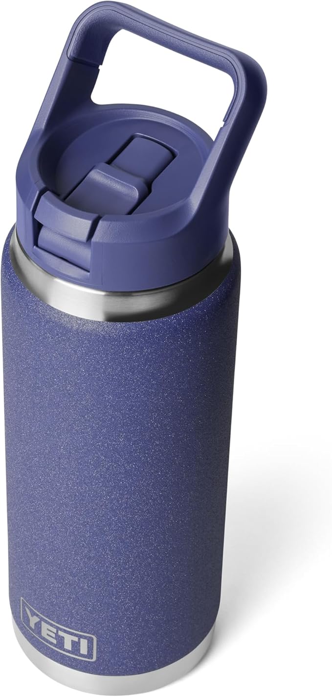 YETI Rambler 26 oz Bottle, Vacuum Insulated, Stainless Steel with Color Matching Straw Cap