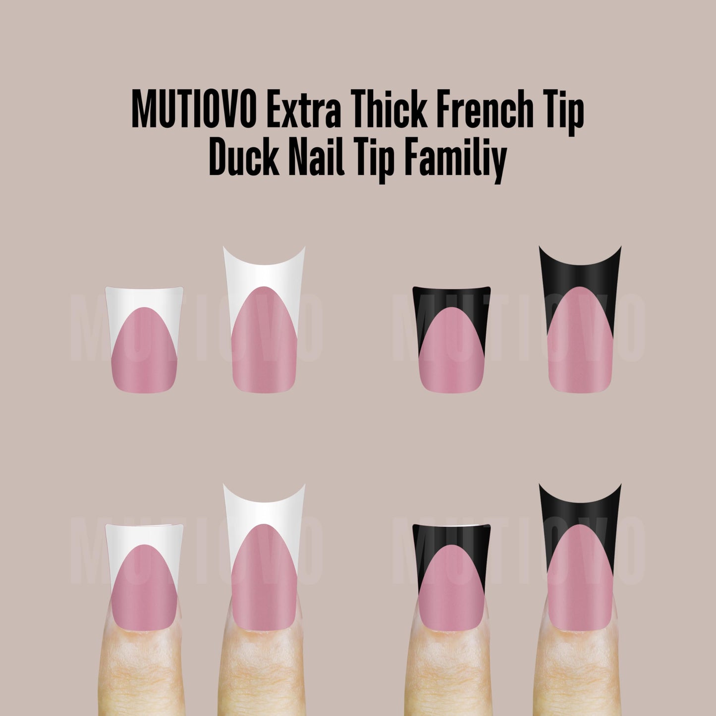 MUTIOVO White French Tip Short Duck Nail Tips Press on, BERRY PINK Extra Thick Pre-designed Soft Gel Nail Extension, Need Builde