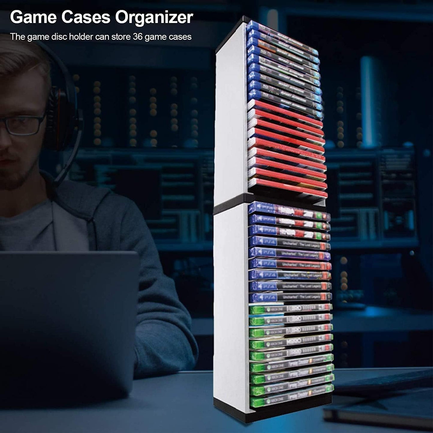 Bestswitch Video Game Storage Stand Tower for PS5/ PS4/ PS3/ Xbox Series S & X/Xbox one Game, Universal Game Disc Holder Vertical Stand Organizer Tower