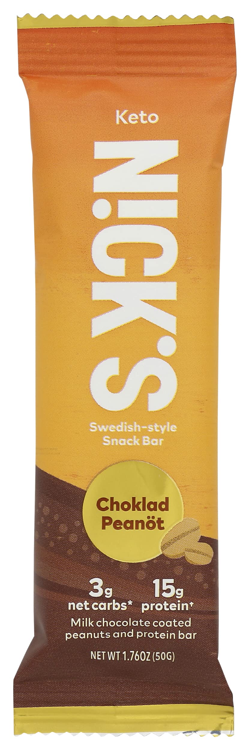 Nicks Peanot Choklad Krunch Nut Bar No Added Sugar Vegan 1.76 Ounce (Pack of 12)