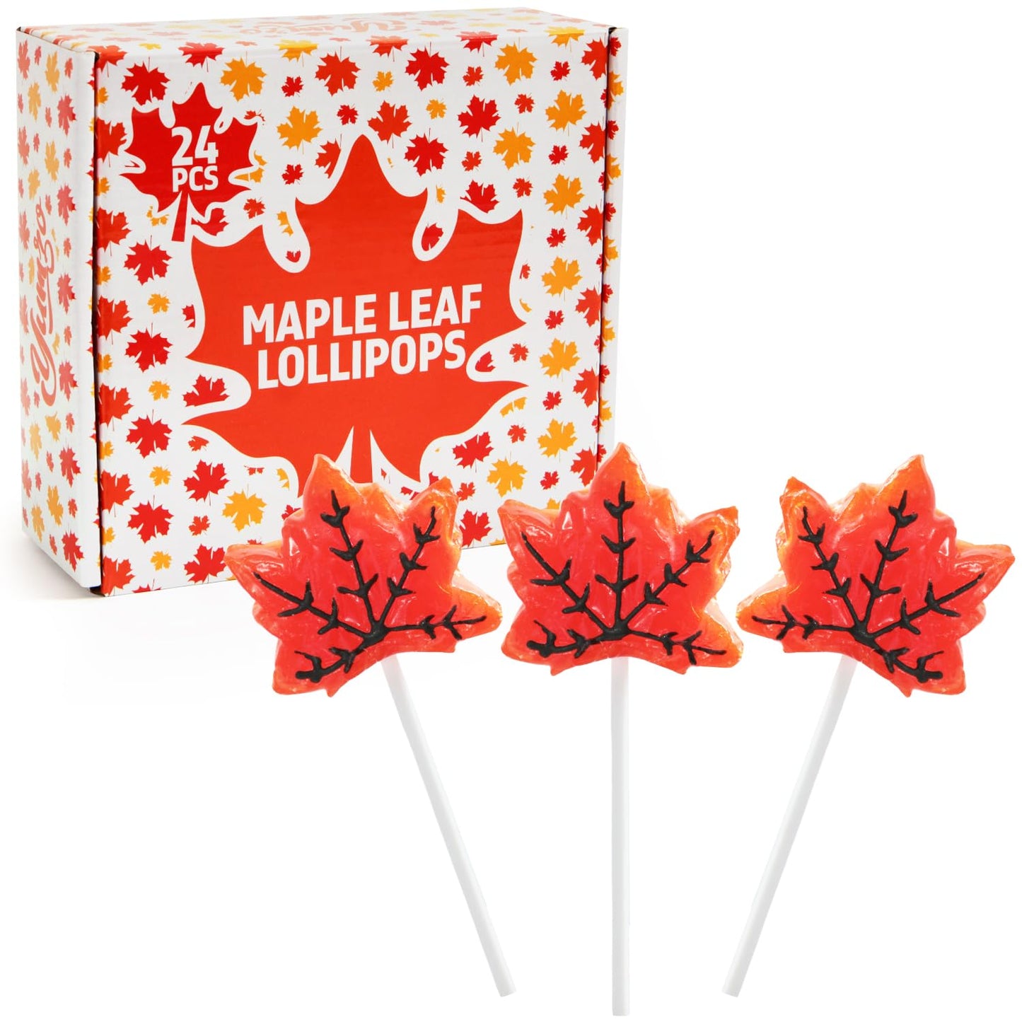 Maple Leaf Lollipops 24 Pieces of Fall Candy Individually Wrapped Perfect Fall Candy Favors for the Holidays Autumn Parties Cozy Fall Gatherings and Fall Celebrations