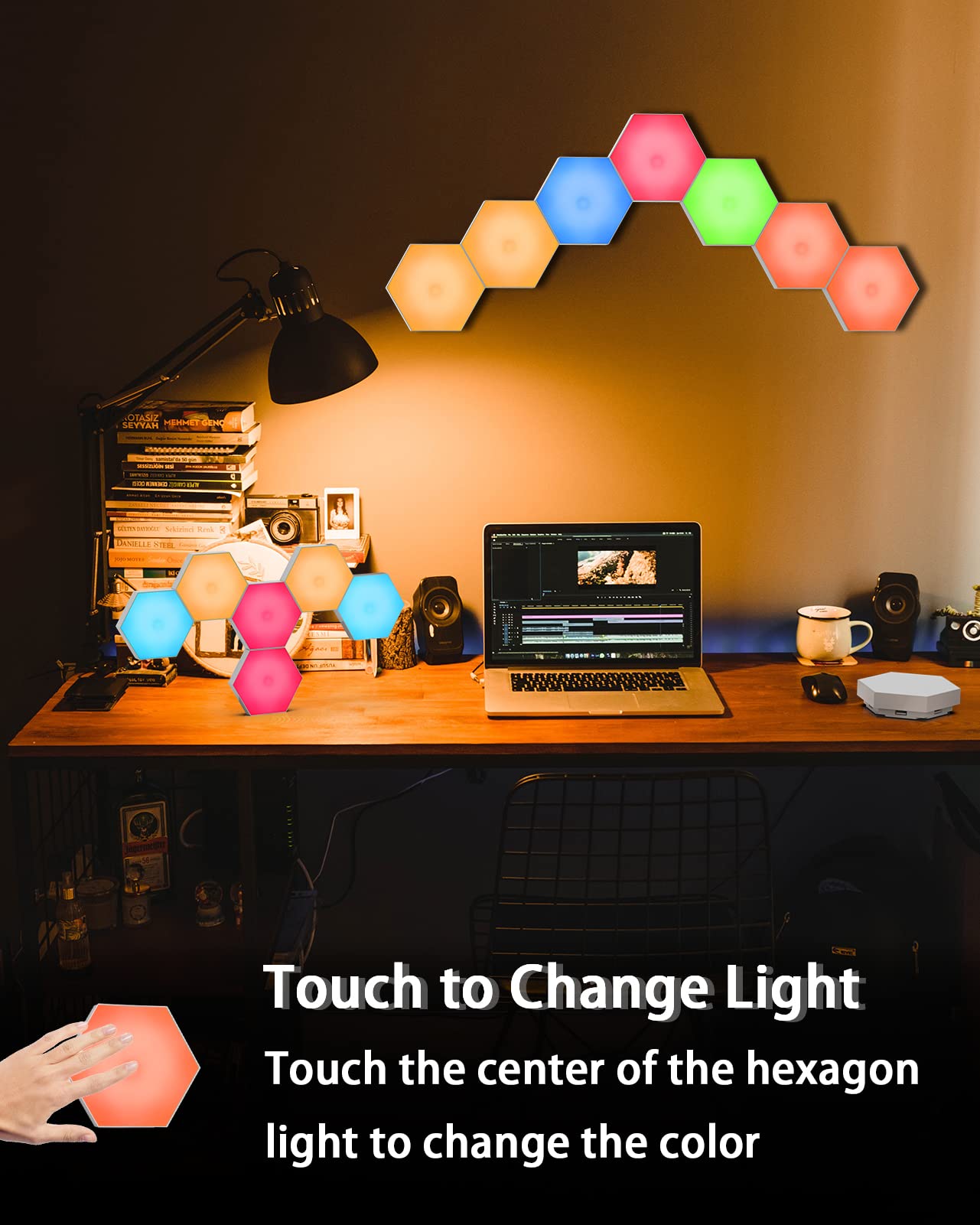 Hexagon Lights, Touch-sensitive Hexagon Wall Lights, Hexagon Lights for Wall Led with Remote and USB Power Supply, Spliceable LED Light Wall Panels Gift for Boys and Girls, Kids, Adults(6 Packs)
