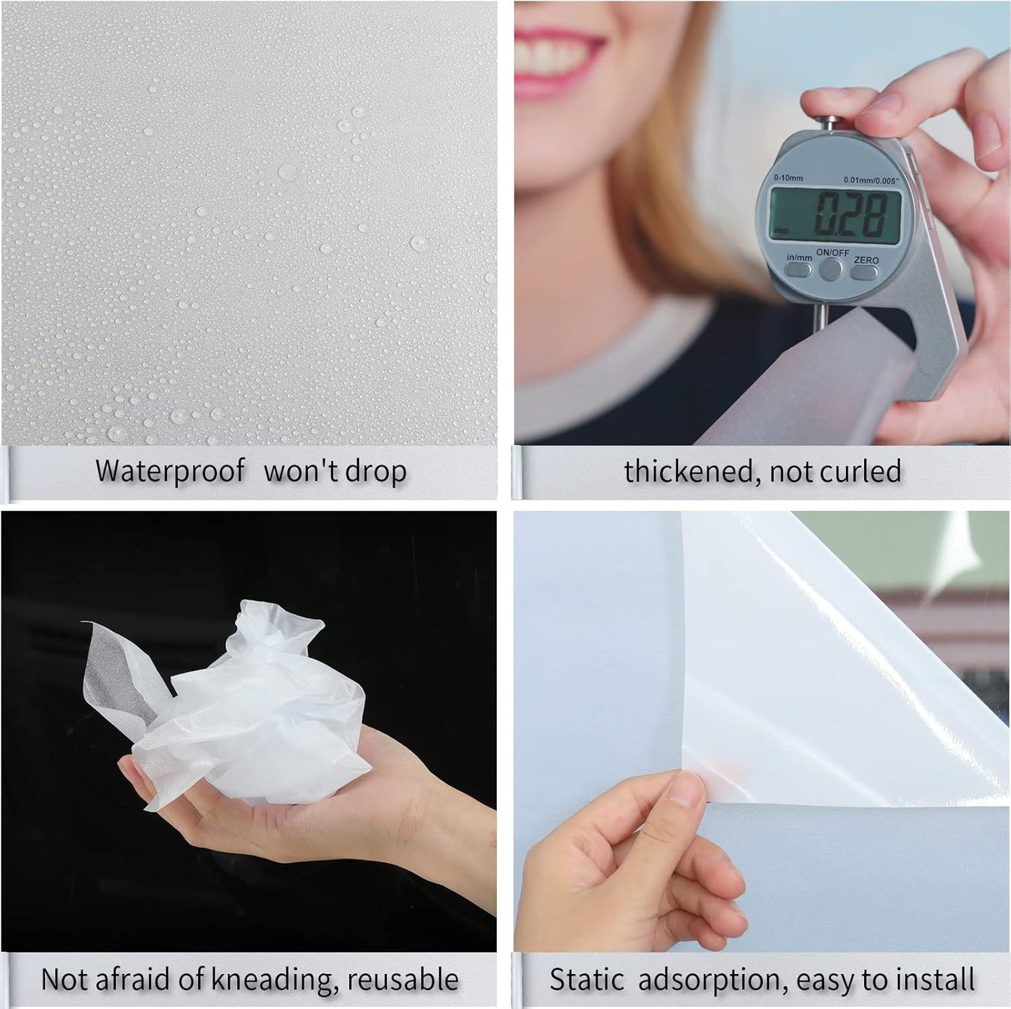 Frosted Glass Window Film with Tools,Reusable Window Privacy Film,Static Clings Window Film Kit for Home Bathroom and Office. (Pure, 23.6Inch×78.7Inch)