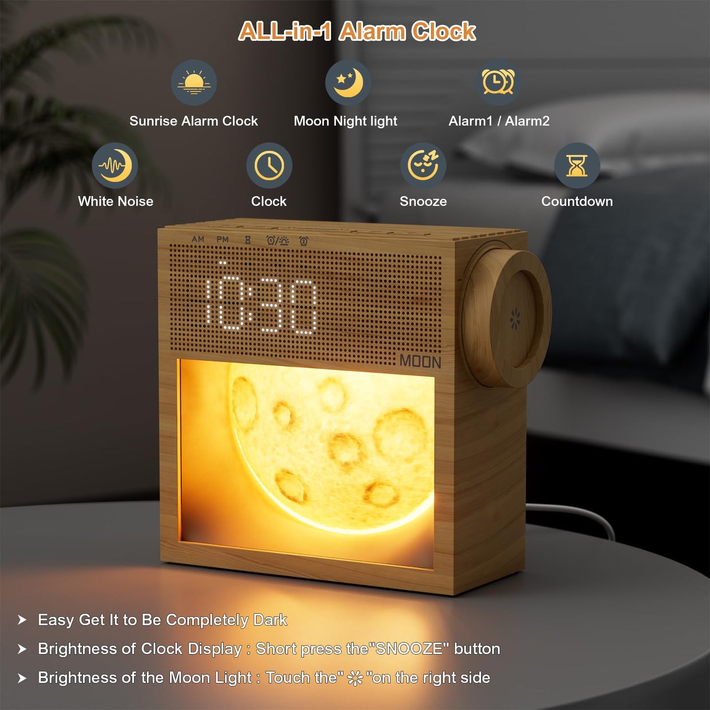Sound Machine Sunrise Alarm Clock & Gentle Wake-Up Light, 20 Natural White Noise Sound Machine for Sleeping, Dual Alarms, Snooze, Timer, Dimmable Moon Lamp for Bedroom Bedside, Better Sleep Gifts