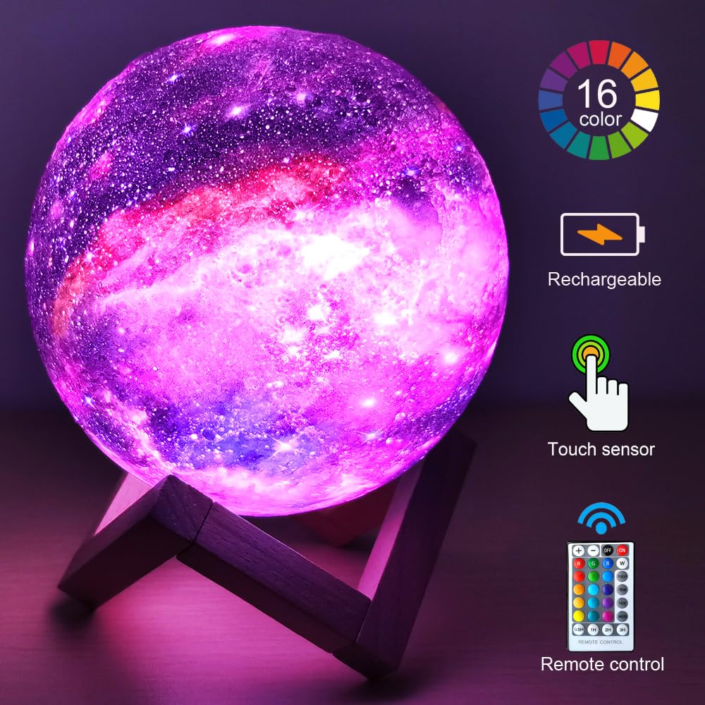 Hyodream Moon Lamp - 5.9 Rechargeable Night Light, Touch & Remote Control, 16 Colors, Multicolor, Model Rf-06082019