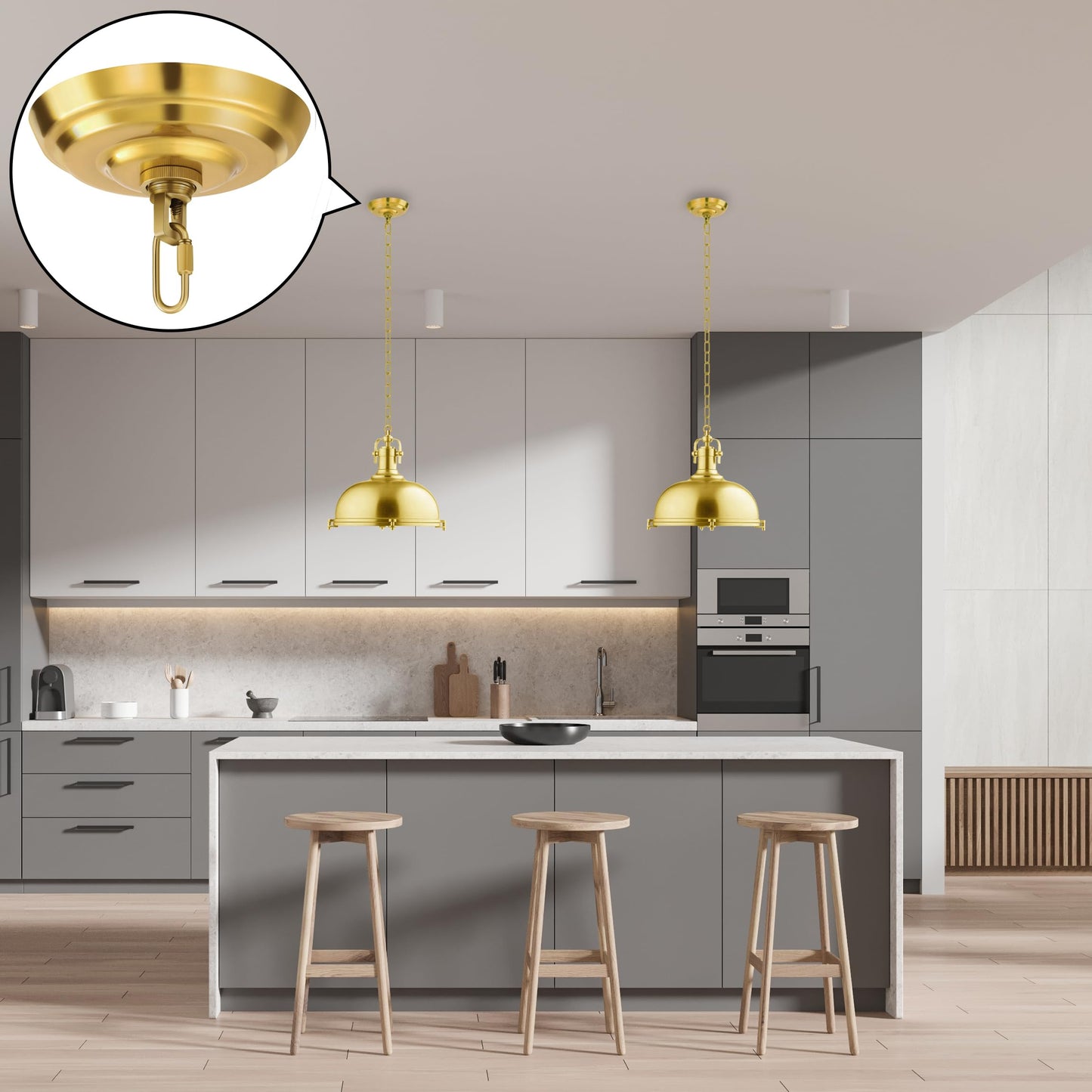 Mayomajo 2 Pack Of 5-5/16 Inches Light Canopy Kit Heavy Duty Replacement Cover Plate With Mounting Hardware For Chandelier Pendant Lighting & Swag Light (Brass 5-5/16 Inch Canopy)