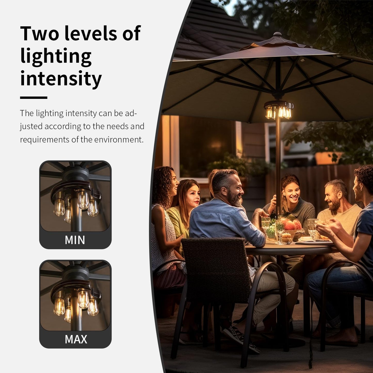 NORA·GIFT Patio Umbrella Light with LED Edison Bulbs, Battery Operated, Brown, 2 Packs, Model NRGT202140012