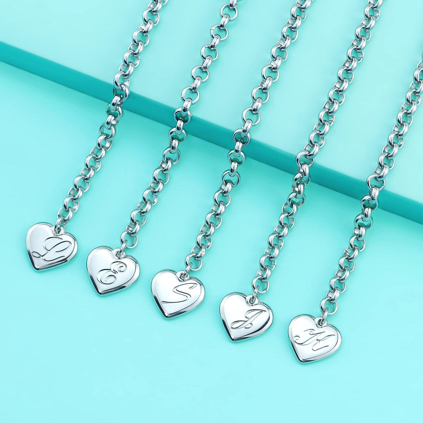 Monily Initial Charm Bracelets for Women Stainless Steel Charm Bracelets for Women Letters N Alphabet Heart Bracelet Jewelry Gif