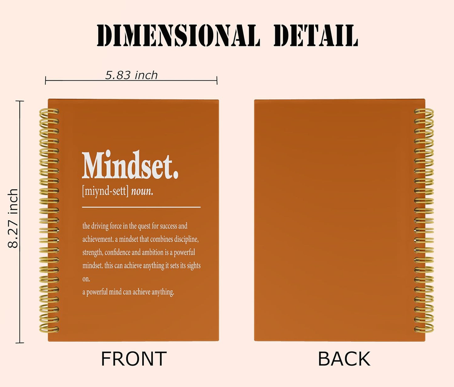 Knibeo Mindset Inspirational Notebooks Journal - Anti Anxiety Notebook, 5.5×8.3 Inch Inspirational Spiral Bound Notebook with 164 Pages, College School Supplies(croci)