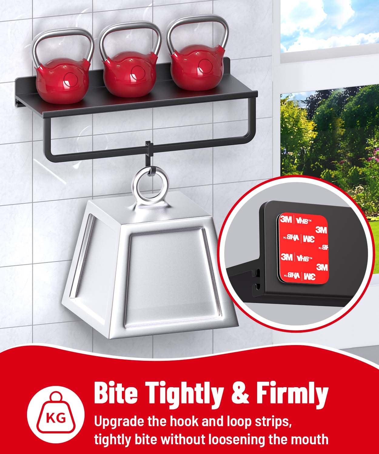 PHIXBEAR Hook and Loop Strips with Super Adhesive Heavy Duty, Heat Resistant Waterproof, Outdoor or Indoor Use, 16 Sets Black 1.57x1.97 Inch