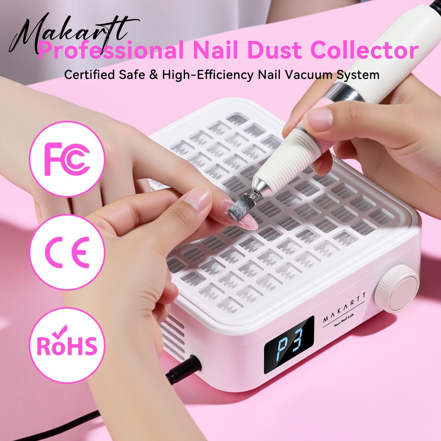 Makartt Professional Nail Dust Collector - Powerful Dust Collector Nail Tech Quite Suction Machine for Acrylic Nails Manicure &