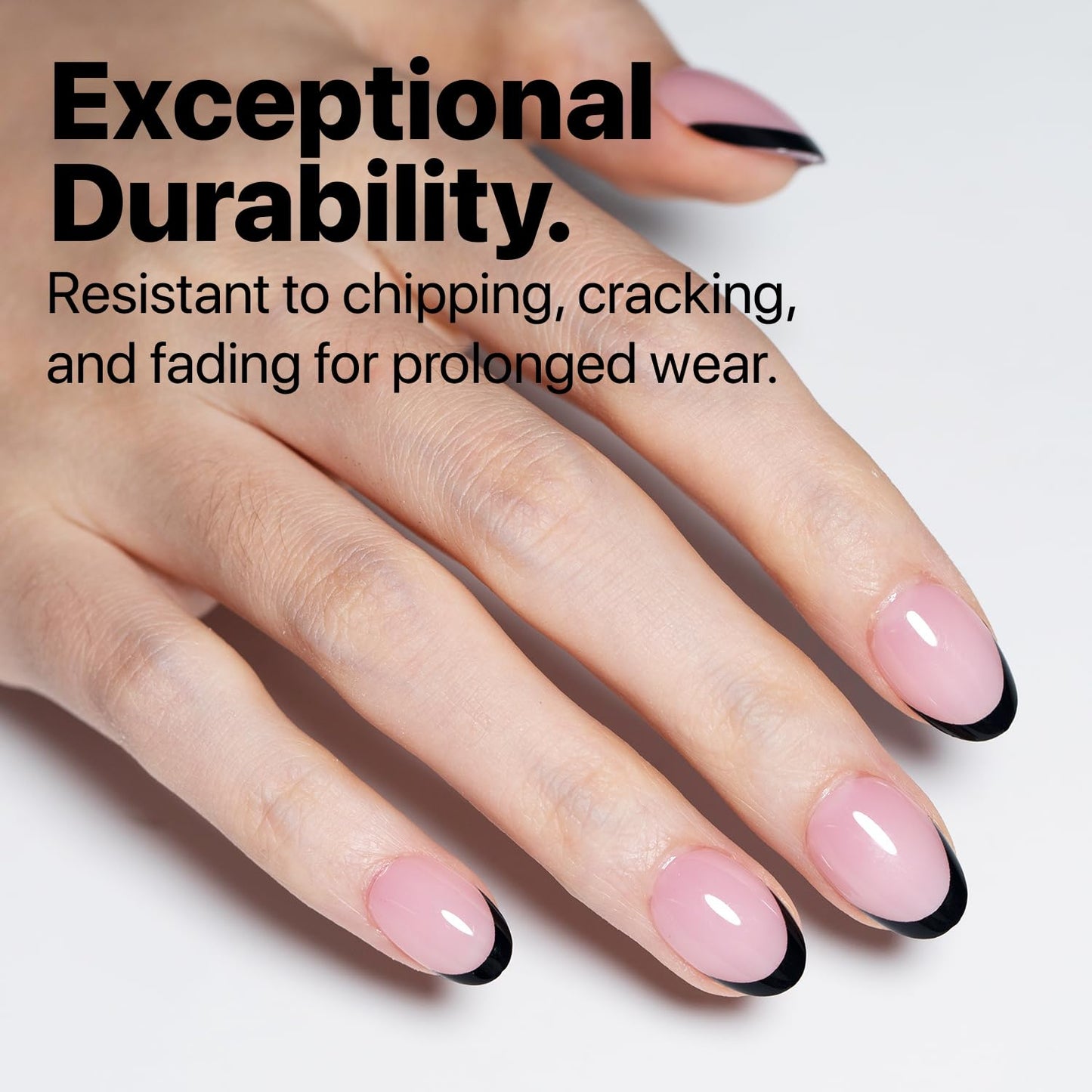 SXC Cosmetics French Tip Press On Nails - Black Series, Extra Short Almond, X-Pro Tips Starter Kit | 160PCS, 16 Sizes, 5 Styles,