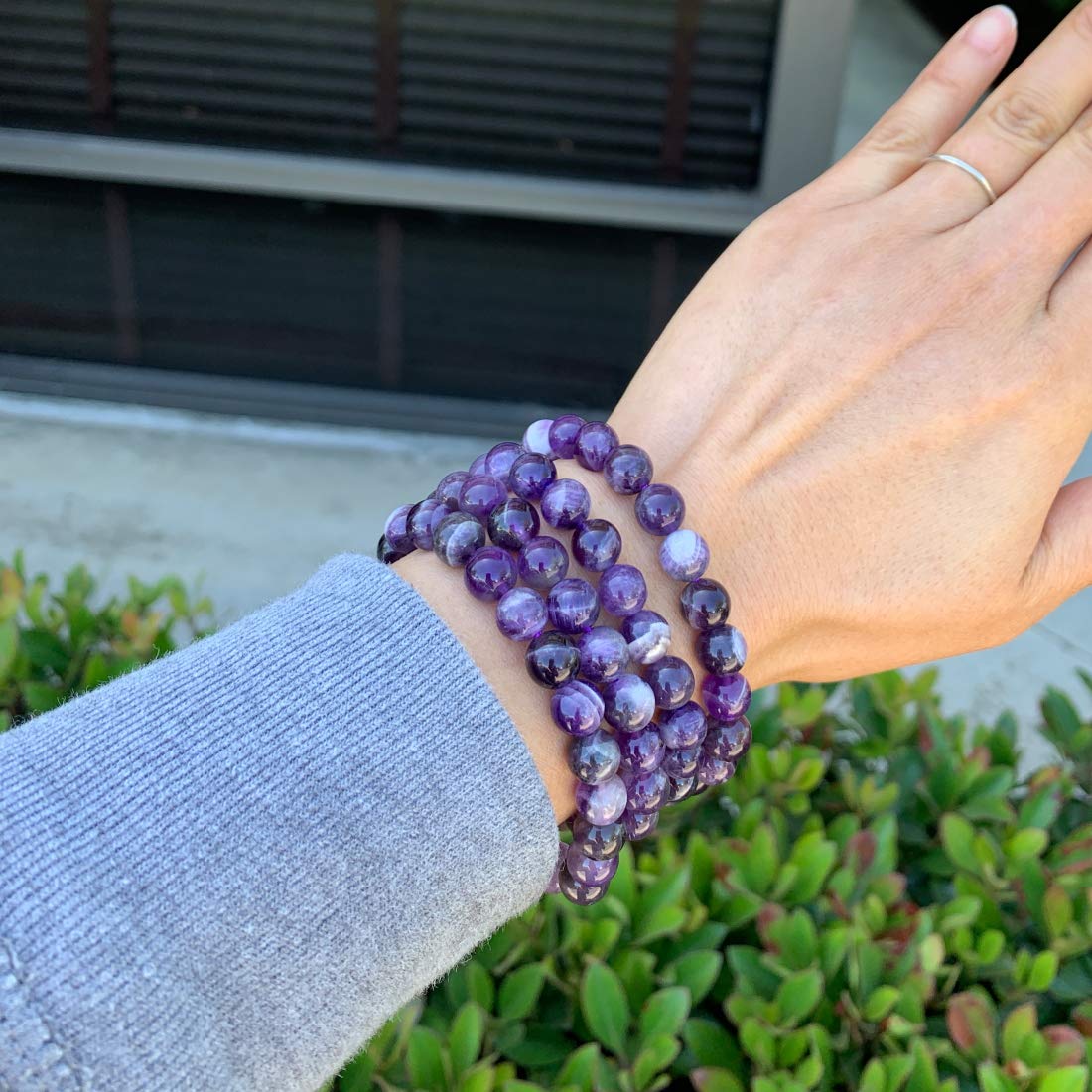 Adabele Real Natural Purple Amethyst Bracelet 8.5 inch Stretch Gemstone Beaded Bracelet Chakra Healing Crystal Stone Jewelry Wom
