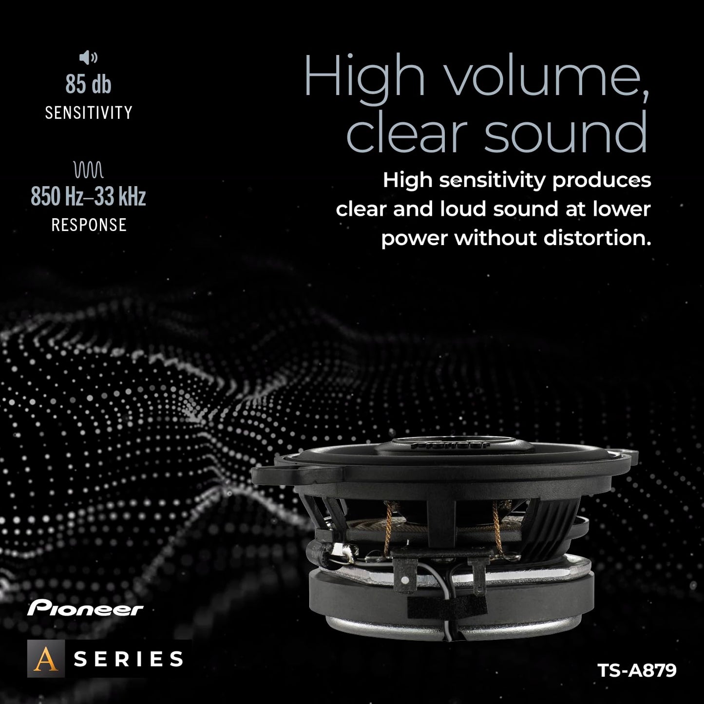 Pioneer A-Series Plus Ts-A879 3.5 2-Way Speakers (Pair) - 100W Max, Balanced Sound + Smooth Treble, Great Stock Replacement,