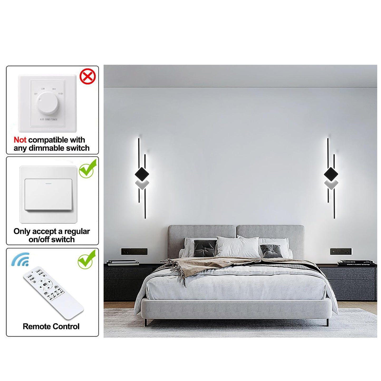 Qcyuui LED Ceiling Light Dimmable Acrylic Lamp with Remote Control 45W Linear Square 39.4in for Bedroom Kitchen Dining Room